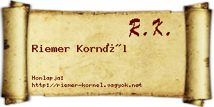 Riemer Kornél névjegykártya
