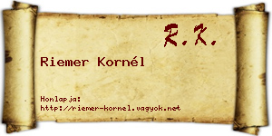 Riemer Kornél névjegykártya